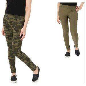 Belle by Kim Gravel Reg Reversible Citi Twill Jeggings Camo/Loden, Reg 6